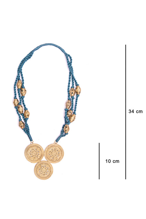 Miharu Blue Thread Brass Bead Necklace D92