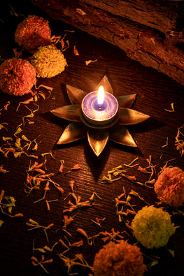 Miharu Lotus Dhokra Handmade Candle Stand Online