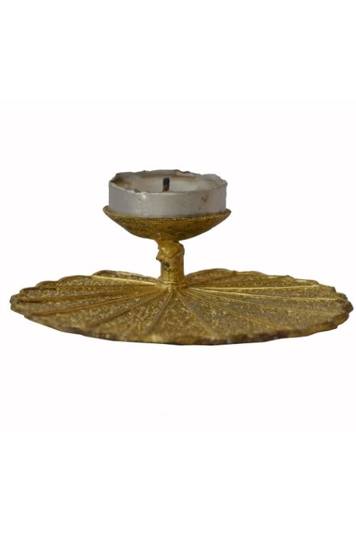 Miharu Dhokra Lotus Leaf Candle Stand