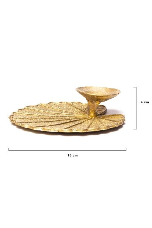 Miharu Dhokra Lotus Leaf Candle Stand