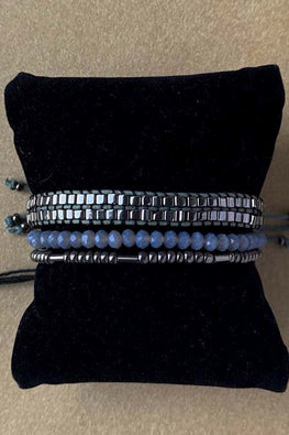 Dhaaga Handcrafts - Silver Gray 3 layered bracelet