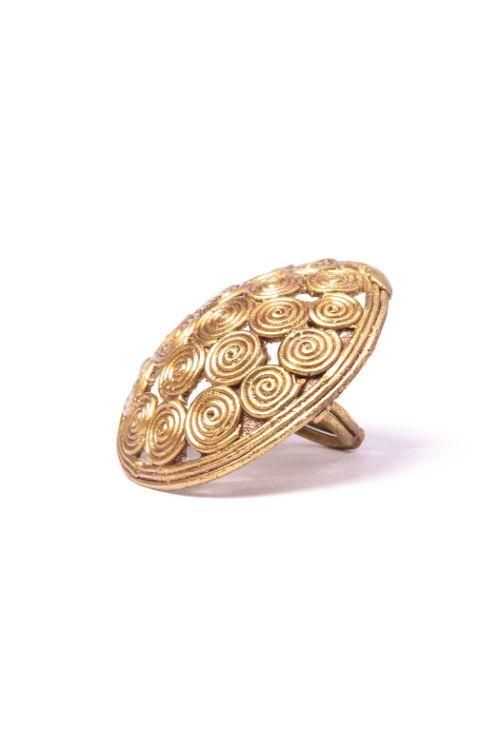 Buy Okhai Floral Adjustable Brass Ring Online