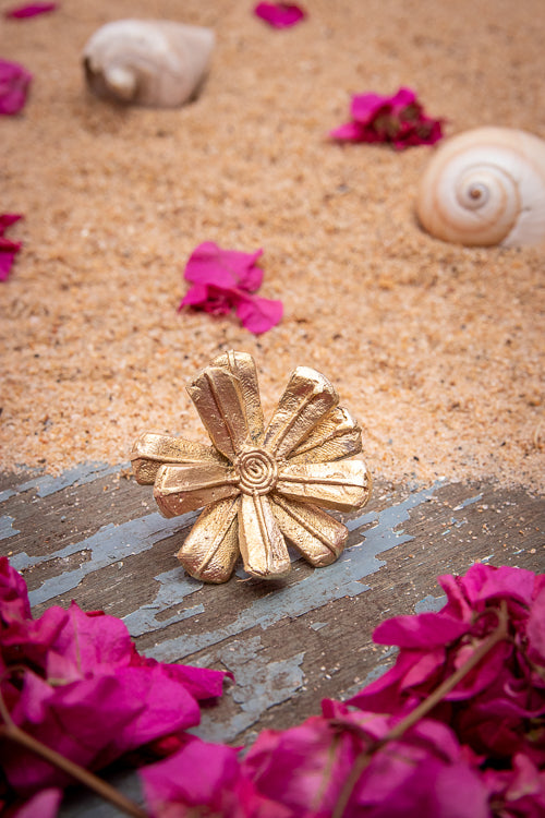 Miharu Dokra Double Flower Finger Ring