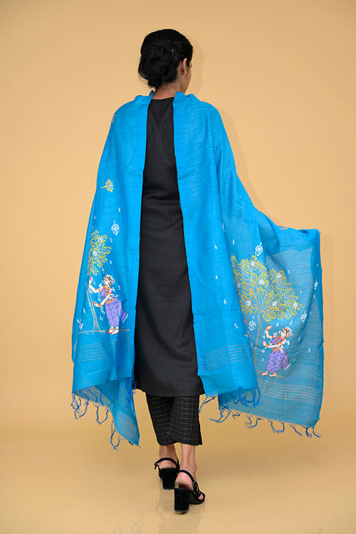 Pattachitra Handpainted Munga Silk  "Sakhi" Dupatta