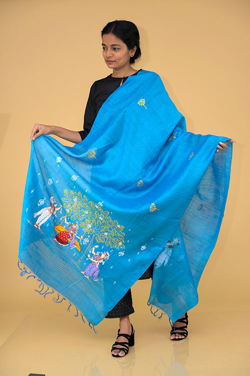 Pattachitra Handpainted Munga Silk  "Sakhi" Dupatta