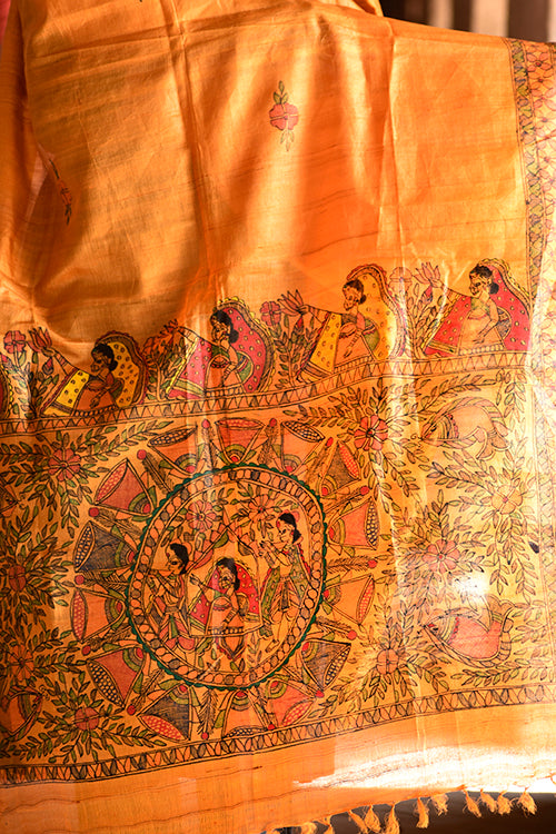 Diorama Designs Madhubani Hand-Painted Tussar Silk Dupatta