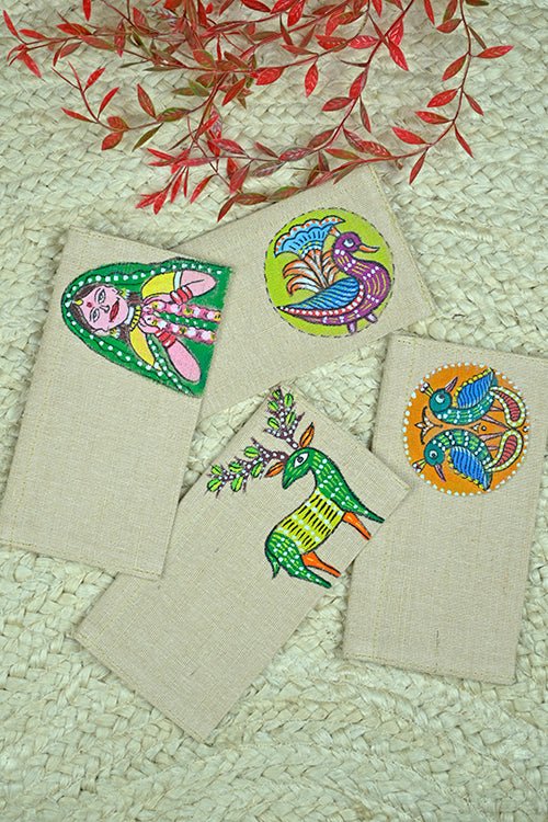 Diorama Designs Jute Hanpainted Tribe Envelope - Set of 4