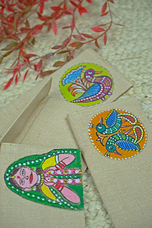 Diorama Designs Jute Hanpainted Tribe Envelope - Set of 4