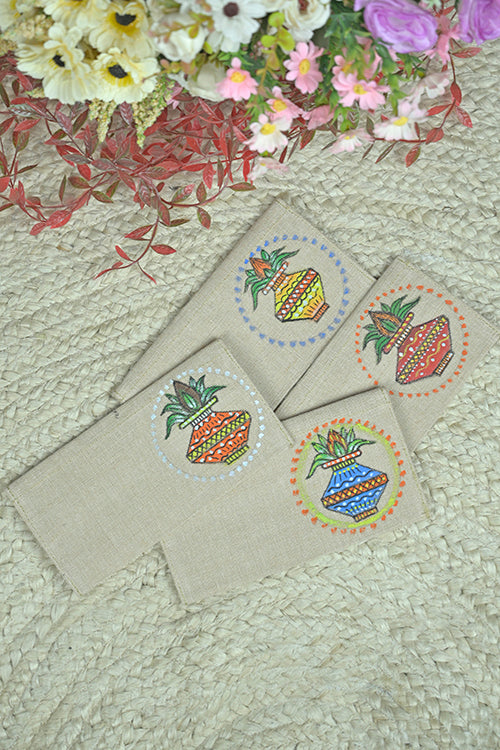 Diorama Designs Jute Hanpainted Kalash Envelope - Set Of 4