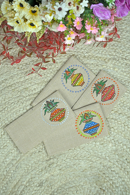 Diorama Designs Jute Hanpainted Kalash Envelope - Set Of 4