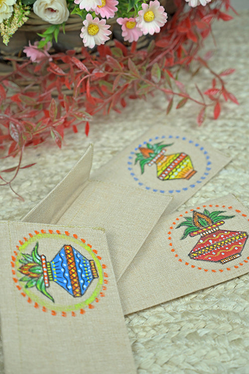 Diorama Designs Jute Hanpainted Kalash Envelope - Set Of 4