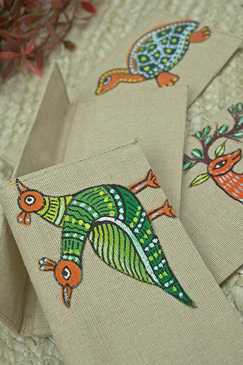 Diorama Designs Jute Hanpainted Gond Painting Envelope - Set Of 4