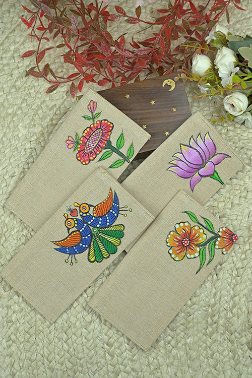 Diorama Designs Jute Hanpainted Nature Envelope - Set Of 4