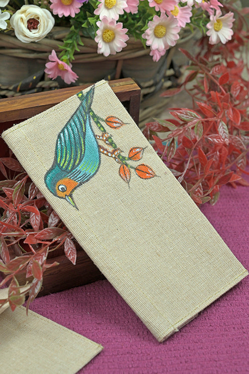 Jute Hanpainted Panchi Envelope - Set Of 4