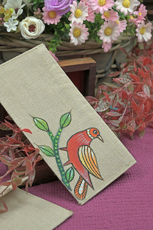 Jute Hanpainted Panchi Envelope - Set Of 4