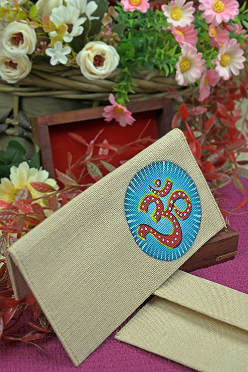 Diorama Designs Jute Hanpainted Om Envelope - Set Of 4