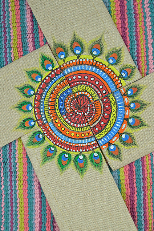 Diorama Designs Jute Hanpainted Feather Envelope - Set Of 4