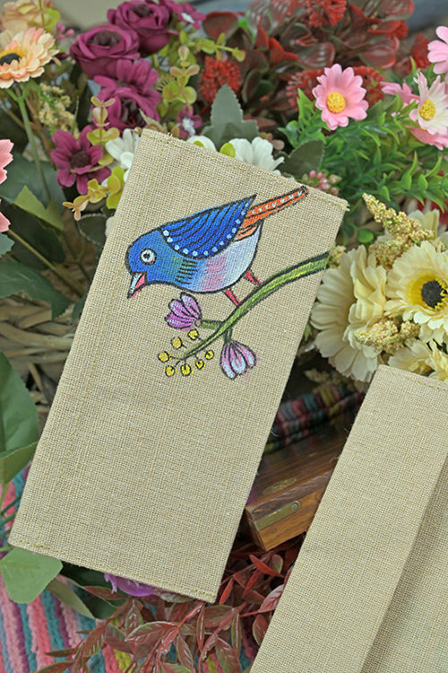 Diorama Designs Jute Hanpainted Chidiya Envelope - Set Of 4