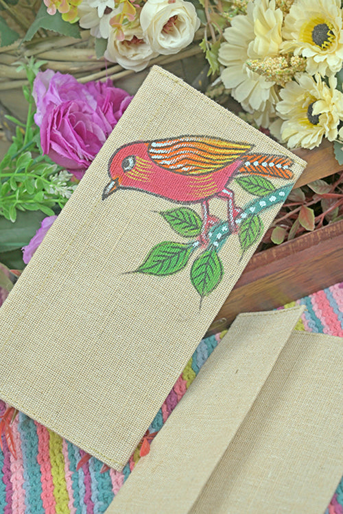 Diorama Designs Jute Hanpainted Chidiya Envelope - Set Of 4