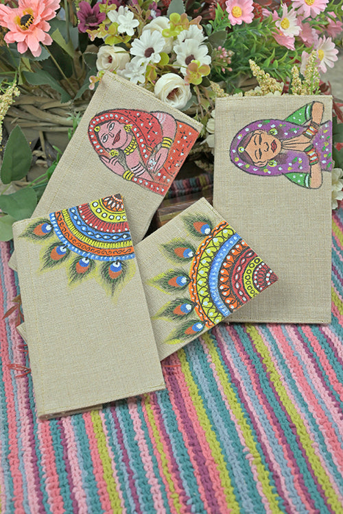 Diorama Designs Jute Hanpainted Art Envelope - Set Of 4