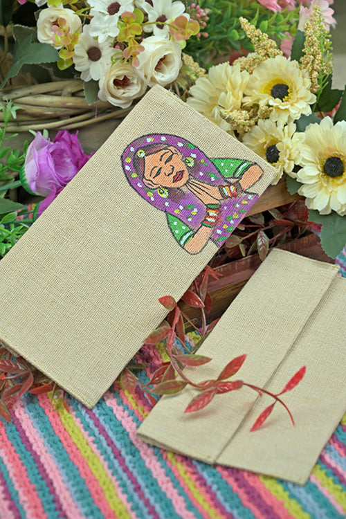 Diorama Designs Jute Hanpainted Art Envelope - Set Of 4