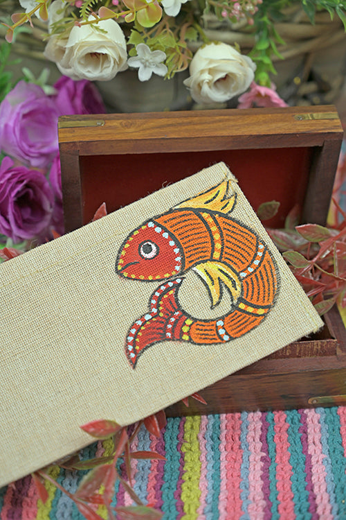 Diorama Designs Jute Hanpainted Fishes Envelope - Set Of 4
