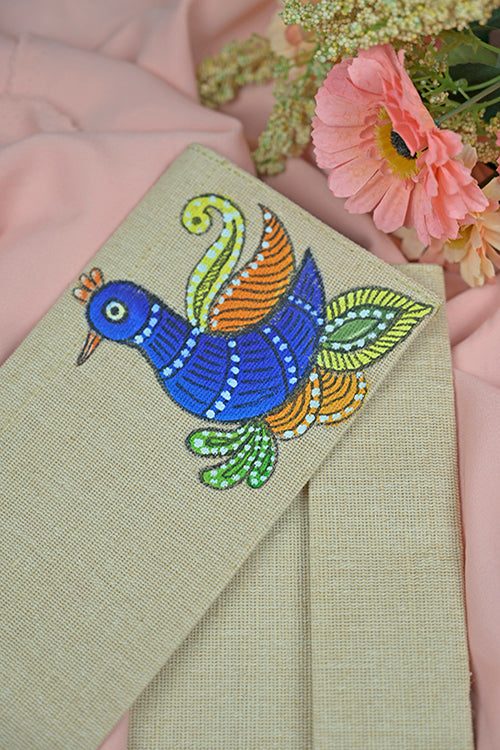 Diorama Designs Jute Hanpainted Birds Envelope - Set Of 4