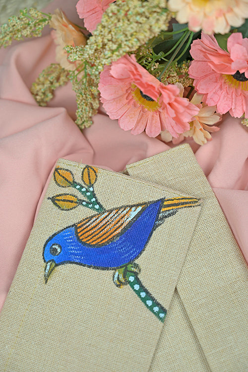 Diorama Designs Jute Hanpainted Birds Envelope - Set Of 4