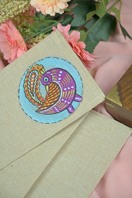 Diorama Designs Jute Hanpainted Fauna Envelope - Set Of 4