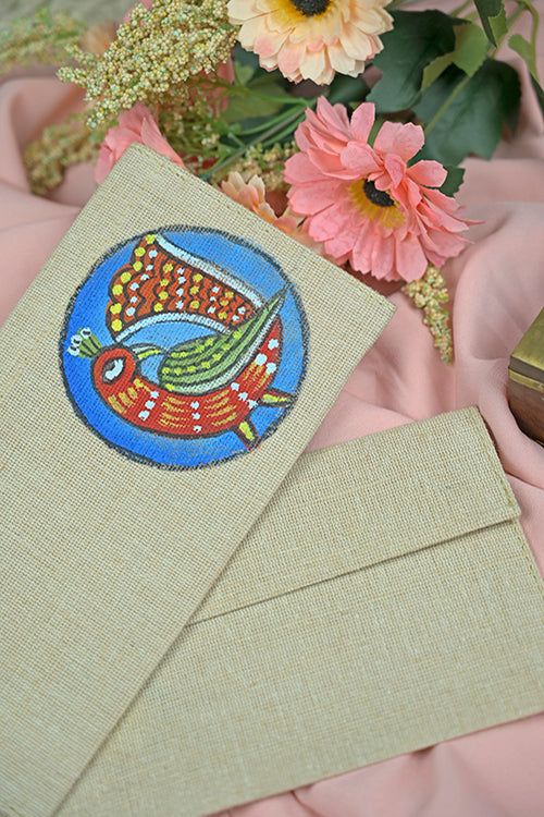 Diorama Designs Jute Hanpainted Fauna Envelope - Set Of 4