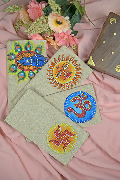 Diorama Designs Jute Hanpainted Serene Envelope - Set Of 4