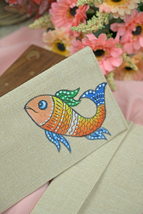 Diorama Designs Jute Hanpainted Meen Envelope - Set Of 4