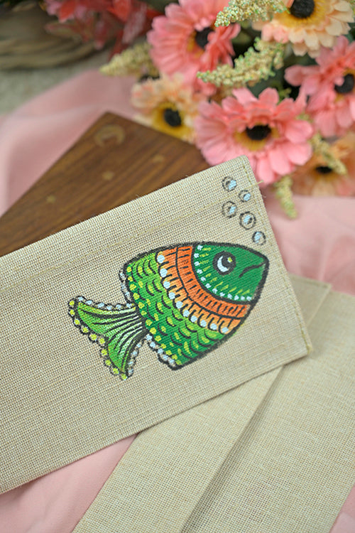 Diorama Designs Jute Hanpainted Meen Envelope - Set Of 4