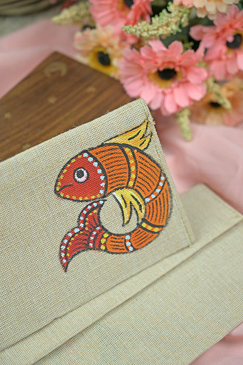 Diorama Designs Jute Hanpainted Meen Envelope - Set Of 4