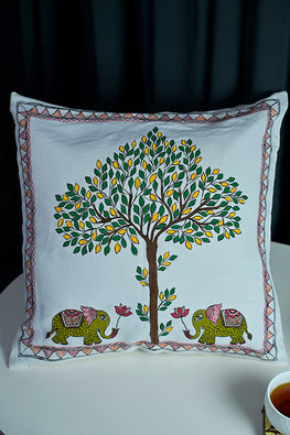Diorama Designs "Woodland" Handpainted Cotton Cushion Cover