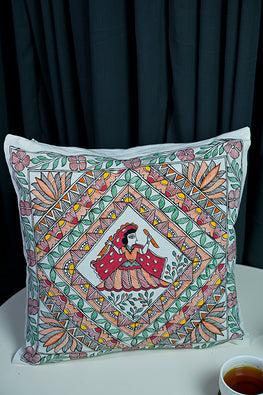 Diorama Designs "Amuse" Handpainted Cotton Cushion Cover