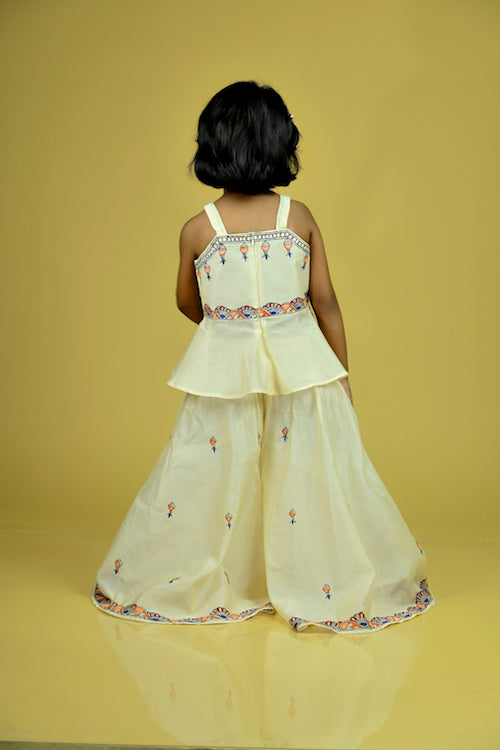 Diorama Designs "Matasya"  Handpainted Palazzo & Peplum Top Set