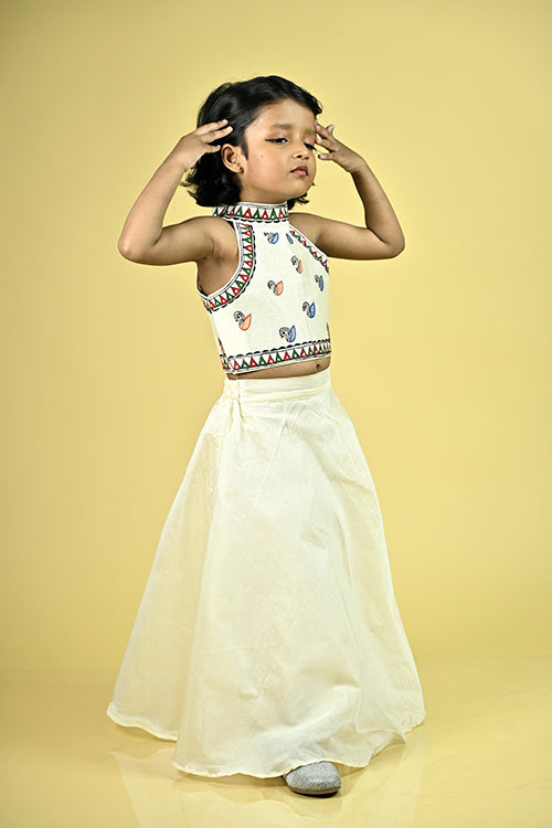 Diorama Designs "Essence" Handpainted Kids Crop Top & Skirt