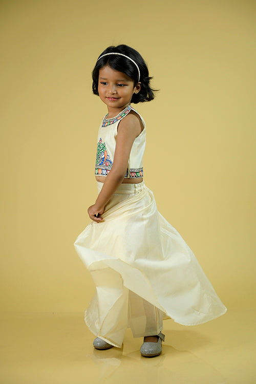 Diorama Designs "Birdie" Handpainted Kids Crop Top & Skirt