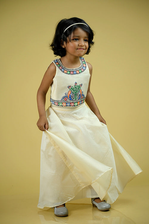 Diorama Designs "Birdie" Handpainted Kids Crop Top & Skirt