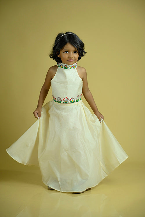 Diorama Designs "Compose" Handpainted Kids Crop Top & Long Skirt