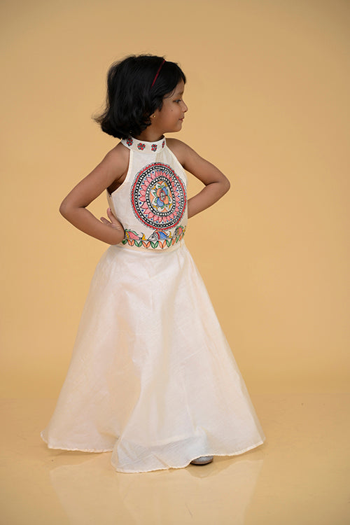 Diorama Designs "Flourish" Handpainted Kids Crop Top & Long Skirt