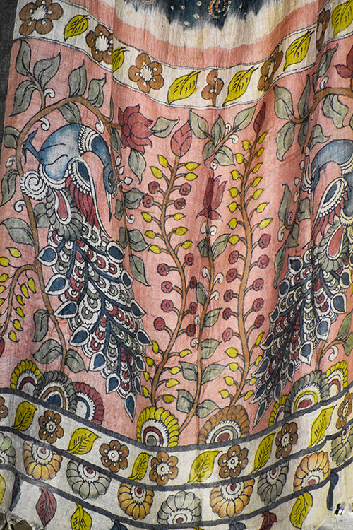 Kalamkari Bandhani Munga Silk Dupatta