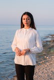 Okhai Spark Embroidered White Cotton Shirt For Women Online