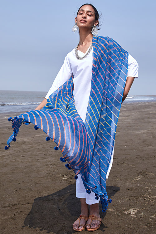 Splash Pure Cotton Kota Doria Leheriya Dupatta Online