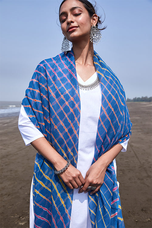 Okhai 'Splash' Pure Cotton Kota Doria Leheriya Dupatta