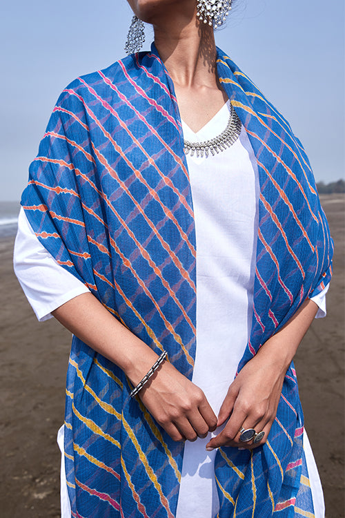 Okhai 'Splash' Pure Cotton Kota Doria Leheriya Dupatta