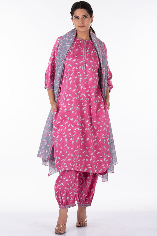 Dharan "Bloosom Dupatta" Grey Block Printed Dupatta