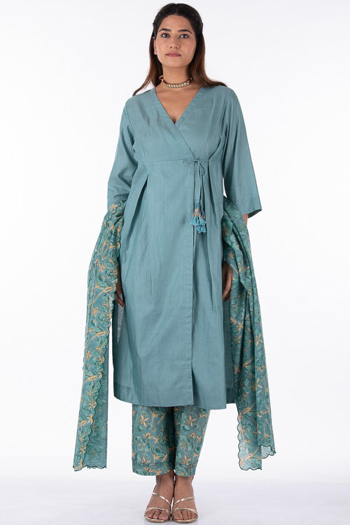 Dharan "Gulista Dupatta" Green Block Printed Dupatta