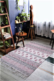 SootiSyahi 'Flooring Blush' Handblock Printed Handloom Cotton Dhurrie Rug